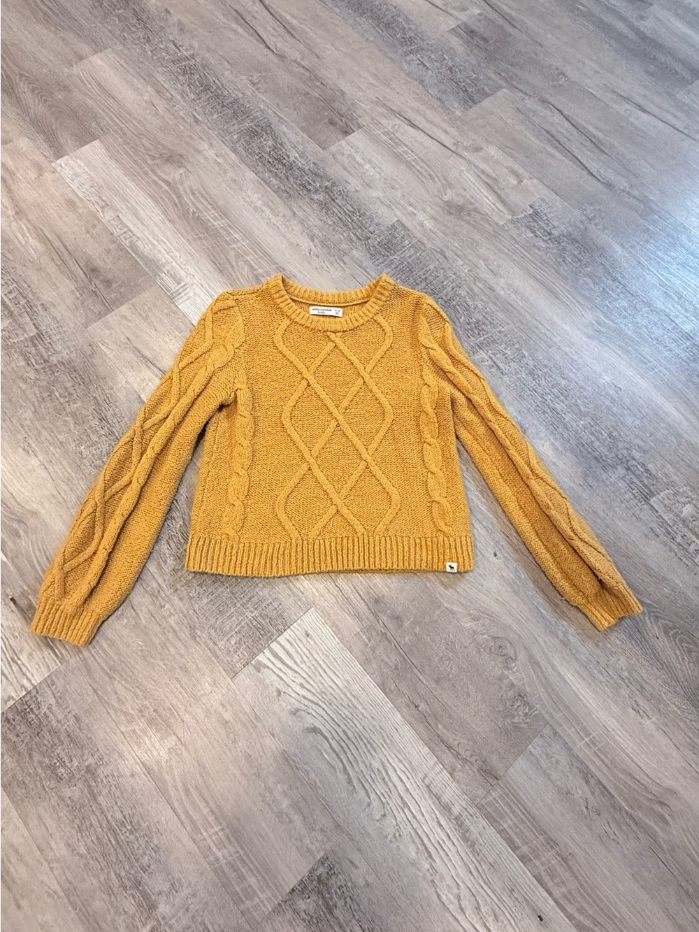 abercrombie kids Mustard Color Cable Knit Crewneck Sweater